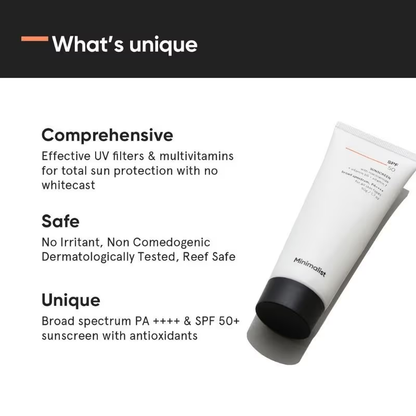 Minimalist SPF 50 PA ++++ Sunscreen With Multi-Vitamin For Reducing Photoaging & No White Cast (50g) sunscreen from HAVIN