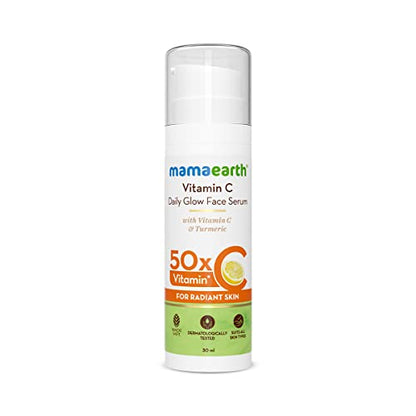 Mamaearth Vitamin C Daily Glow Face Serum for Men & Women - Vitamin C Serum for Glowing Skin, Oily Skin & Dark Spots, With 50x Vitamin C -30ml  from Mamaearth