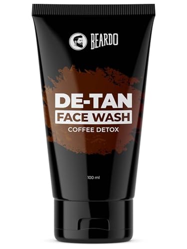 BEARDO DeTan Face Wash for Men, 100ml | Coffee Facewash, Aloe Vera, Vitamin E | Helps to Reduce Tan | Exfoliates & Hydrates for Smooth & Oil Free Skin face Wash from BEARDO
