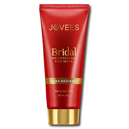 Jovees Herbal Bridal Brightening Face Scrub With Turmeric, Honey & Pearl Millet Flour | For All Skin Types | Gently Remove Dead Skin | For Ultra Radiance 100G  from JOVEES