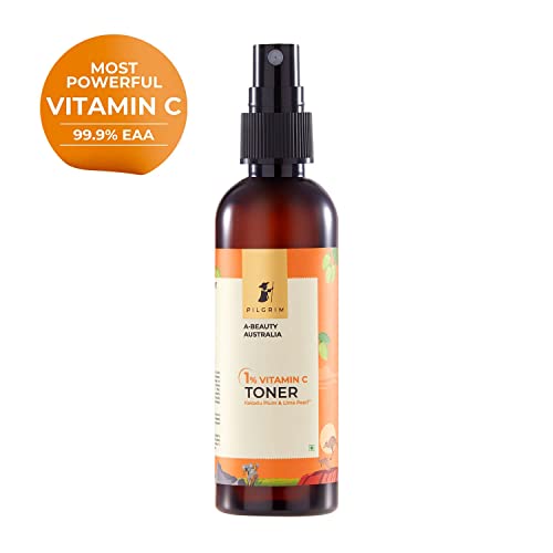 Pilgrim Australian 1% Vitamin C Toner for glowing skin with Kakadu Plum & Lime Pearl™ | Vitamin C toner for dry skin | Vitamin C toner for open pores tightening & refining | Alcohol free | 100 ml toner from Pilgrim