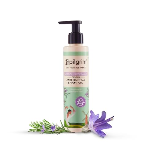 Pilgrim Spanish Rosemary & Biotin Anti Hairfall Shampoo for Reducing Hair Loss & Breakage | Upto 95% stronger hairs | Suitable for all hair types | For Men & Women 200ml shampoo and conditioner from Pilgrim