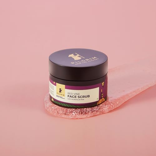 PILGRIM French Red Vine Face Scrub with Mulberry Extract & Aloe for Glowing Skin, Tan Removal, De-Pigmentation, Dry, Oily, Combination Skin, Men & Women, 50gm Face Scrub from Pilgrim