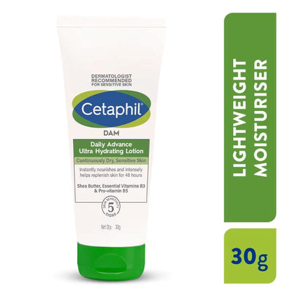 Cetaphil DAM Daily Advance Ultra Hydrating Lotion for Dry, Sensitive Skin| 30 g| Moisturizer with Shea Butter| Non-Greasy, Fragrance-Free| Paraben, Sulphate Free lotion from HAVIN