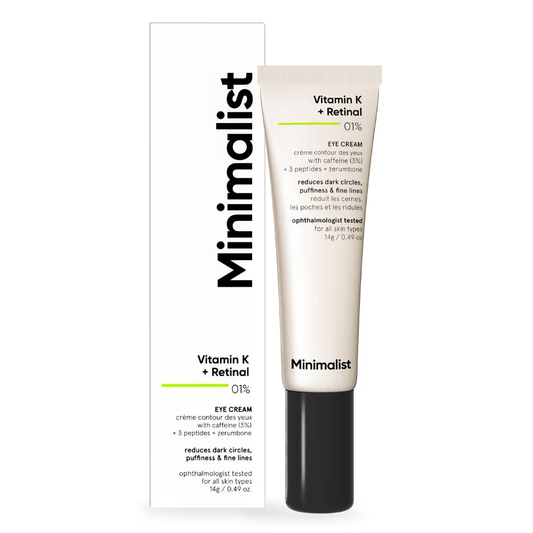 Minimalist Vitamin K + Retinal 01% Under Eye Cream With Caffeine 03% For Dark Circle & Puffiness (14 g) eyes from HAVIN