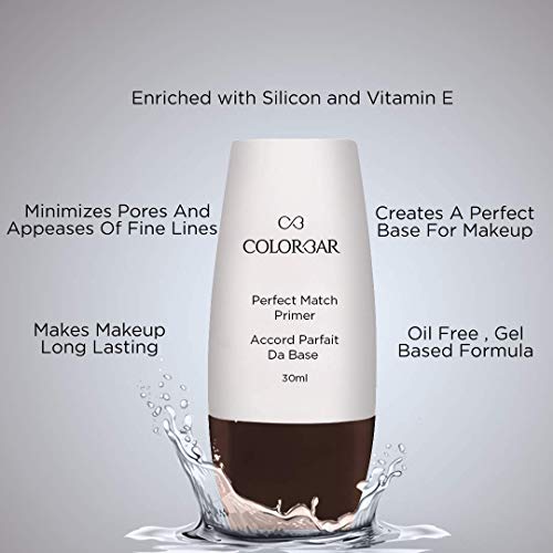 Colorbar New Perfect Match Primer, 30ml | Oil free | Enriched with Vitamin E | Smoothes skin primer from Colorbar