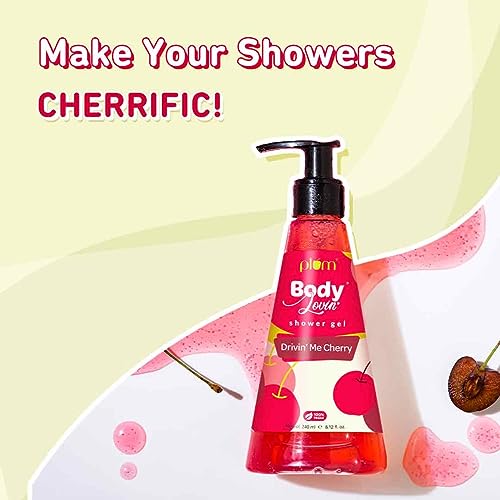 Plum BodyLovin' Drivin' Me Cherry Shower Gel | SLS-Free Body Wash For Women | Long Lasting Sweet Cherry Fragrance | Aloe-Infused Nourishing Body Cleanser For Soft & Smooth Skin (240 ml)  from Plum