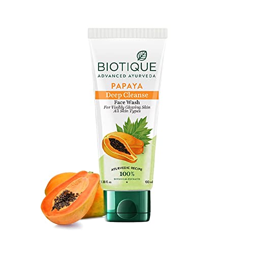 Biotique Papaya Deep Cleanse Face Wash | Gentle Exfoliation | Visibly Glowing Skin | 100% Botanical Extracts| Suitable for All Skin Types | 100ml face Wash from Biotique