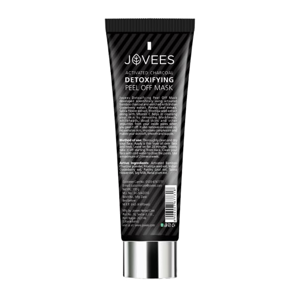 Jovees Herbal Detoxifiying Charcoal Peel Off Mask, 100gm | Clearer and Brighter Skin | All Skin Types |Paraben & Alcohol Free |Pack of 1  from JOVEES