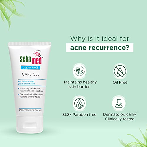 Sebamed Clear Face Care Gel 50Ml|Ph 5.5|Acne Prone Skin|Hyaluron & Aloe Vera|Water Based Moisturiser  from SebaMed