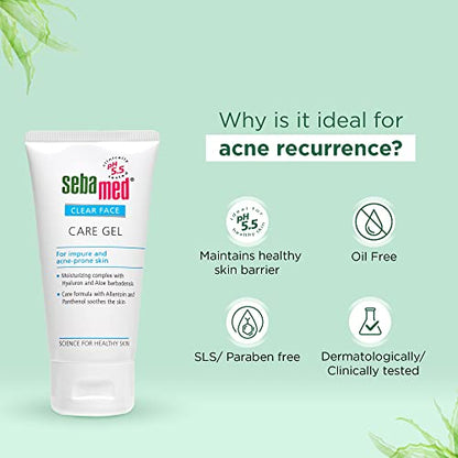Sebamed Clear Face Care Gel 50Ml|Ph 5.5|Acne Prone Skin|Hyaluron & Aloe Vera|Water Based Moisturiser  from SebaMed
