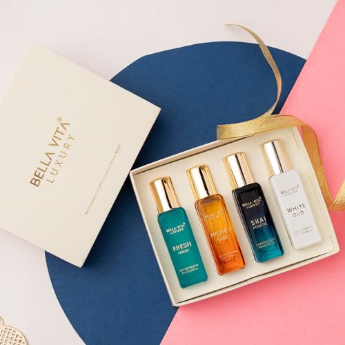 Bella Vita Luxury Unisex Eau De Parfum Gift Set 4 x 20ml for Men & Women with SKAI, FRESH, WHITEOUD, HONEY OUD Perfume|Long Lasting EDP Fragrance Scent perfume from Bella Vita Luxury