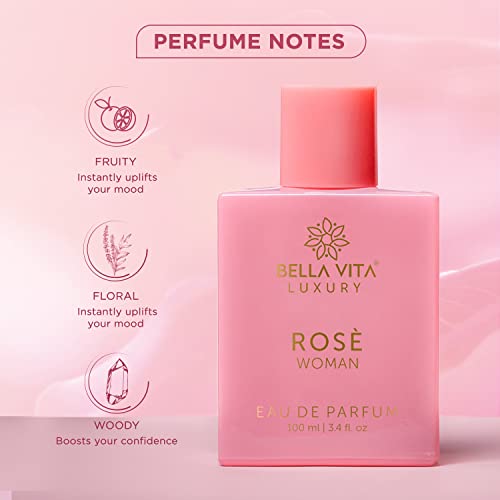 Bella Vita Luxury Rose Woman Eau De Parfum Perfume for Women with Black Currant, Vanilla, Jasmine|Floral & Sweet EDP Long Lasting Fragrance Scent 100 ML perfume from Bella Vita Luxury