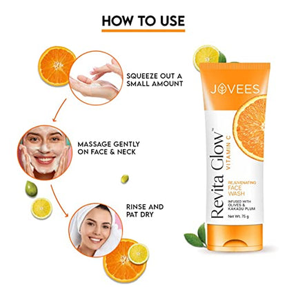 Jovees Herbal Vitamin C Face Wash 75g | Revita Glow | Vitamin C Rejuvenating Facewash | Infused with Kakadu Plum and Olives  from JOVEES