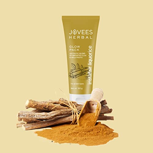 Jovees Herbal Insta Fair Liquorice Clay Pack For Brighter Glowing Skin, 120g | All Skin Types | Paraben & Alcohol Free |Pack of 1  from JOVEES