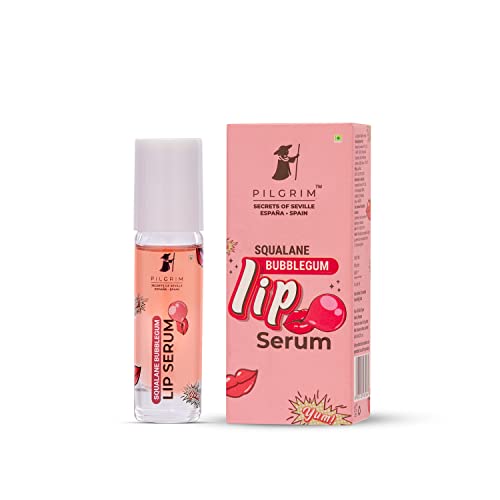 Pilgrim Spanish Squalane Lip Serum with roll-on for Visibly Plump Lips | Hydrating Lip serum for dark lips |Lip serum with Shea Butter & Pomegranate for plump & soft lips |Men & Women |6 ml lip serum from Pilgrim