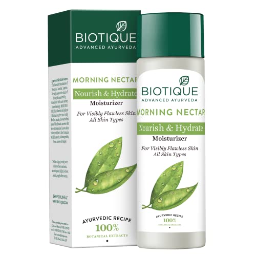 Biotique Morning Nectar Flawless Skin Moisturizer l Prevents Dark spots, Blackheads and Blemishes l Visibly Flawless Skin l Nourishes and Hydrates Skin l All Skin Types l 190ml Moisturizer from Biotique