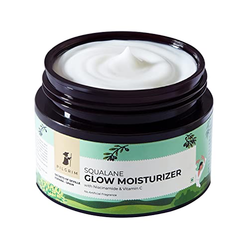 Pilgrim Squalane (Plant) Glow Moisturizer Cream For Face With Niacinamide & Vitamin C|Moisturizer For Dry Skin Hydration|Face Moisturizer Cream With Vitamin C For Glowing Skin|Non-Greasy|50 Gm Face Cream from Pilgrim