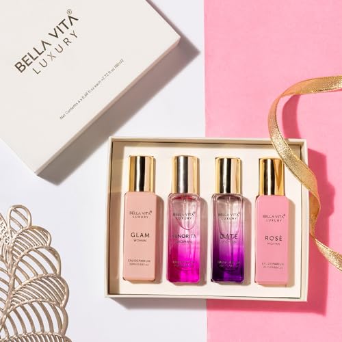 Bella Vita Luxury Woman Eau De Parfum Gift Set 4x20 ml for Women with Date, Senorita, Glam, Rose Perfume|Floral, Fruity Long Lasting EDP Fragrance Scent perfume from Bella Vita Luxury