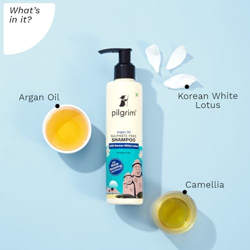 Pilgrim Mild Sulphate Free Shampoo (Argan Oil) For Dry Frizzy Hair, Men and Women, No Sulphate No Paraben, Korean Beauty Secrets (Shampoo), 200ml Shampoo from Pilgrim