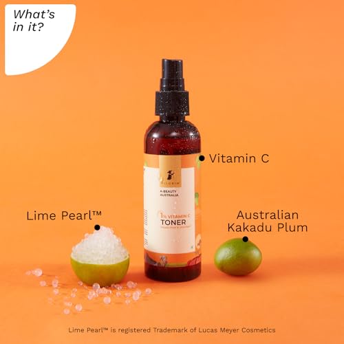 Pilgrim Australian 1% Vitamin C Toner for glowing skin with Kakadu Plum & Lime Pearl™ | Vitamin C toner for dry skin | Vitamin C toner for open pores tightening & refining | Alcohol free | 100 ml toner from Pilgrim