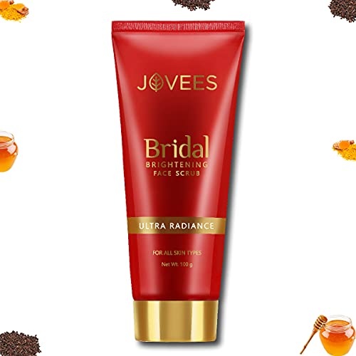 Jovees Herbal Bridal Brightening Face Scrub With Turmeric, Honey & Pearl Millet Flour | For All Skin Types | Gently Remove Dead Skin | For Ultra Radiance 100G  from JOVEES