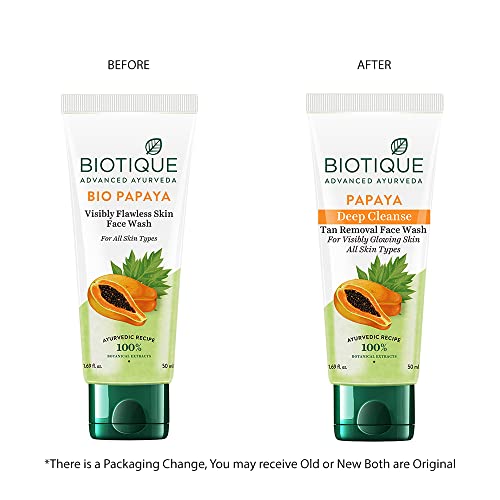 Biotique Papaya Deep Cleanse Face Wash | Gentle Exfoliation | Visibly Glowing Skin | 100% Botanical Extracts| Suitable for All Skin Types | 100ml face Wash from Biotique
