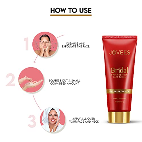 Jovees Herbal Bridal Brightening Face Scrub With Turmeric, Honey & Pearl Millet Flour | For All Skin Types | Gently Remove Dead Skin | For Ultra Radiance 100G  from JOVEES