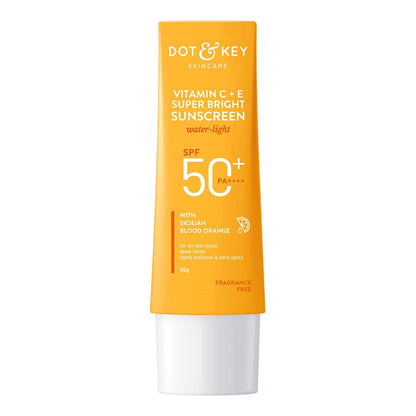 DOT & KEY Vitamin C + E Super Bright Sunscreen Spf 50|Water-Light,UVA/UVB & Blue Light Protection|For Even Toned & Glowing Skin|With Liquid Spf 50+++|No White Cast,|For All Skin Types|50G,Pack Of 1 sunscreen from DOT & KEY