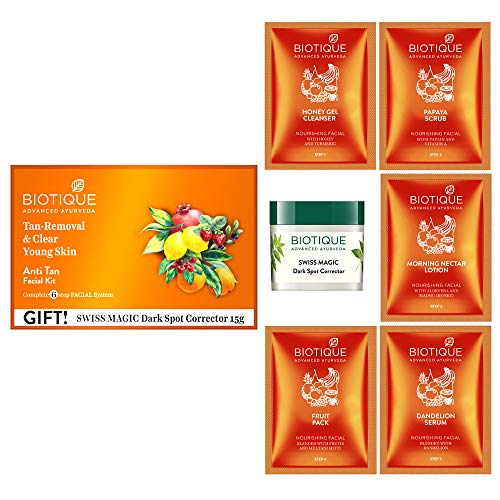 Biotique Tan Removal Clear Young Skin Facial Kit (Free with Swiss Magic Dark Spot Corrector) facial Kits from Biotique