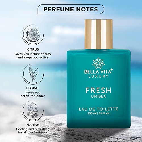 Bella Vita Luxury FRESH Eau De Toilette Unisex Perfume for Men & Women with Bergamot, Ylang Ylang |Refreshing EDT Long Lasting Fragrance Scent, 100 Ml perfume from Bella Vita Luxury