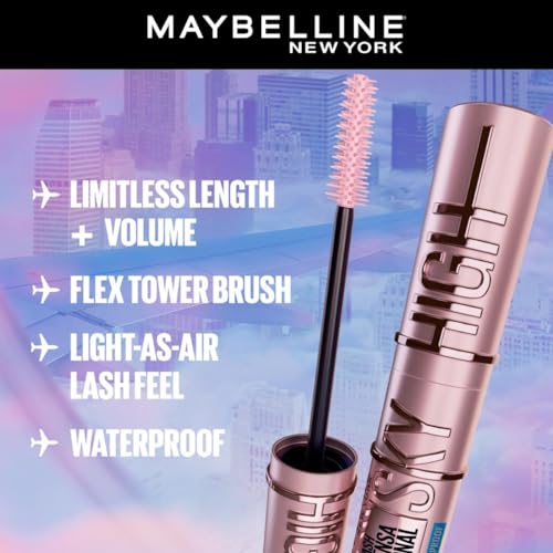 Maybelline New York Waterproof Mascara, Lengthening & Volumizing Mascara, With Bamboo Extract & Fibres, Lash Sensational Sky High, Very Black, 6ml  from Maybelline