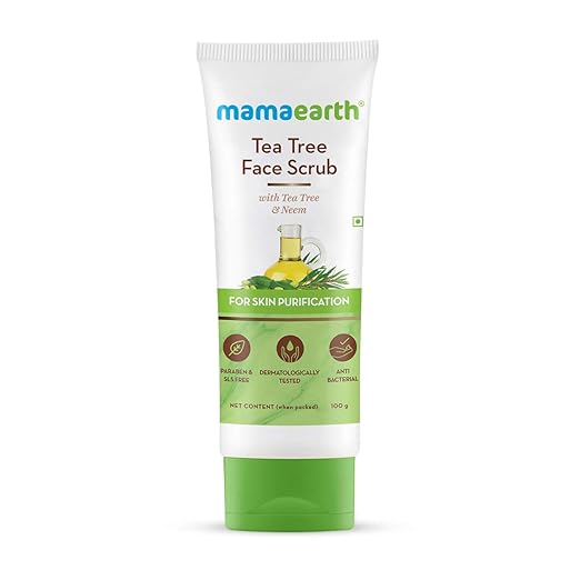 Mamaearth Tea Tree Face Scrub with Tea Tree and Neem for Skin Purification - 100g Face Scrub from mamaearth