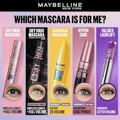 Maybelline New York Waterproof Mascara, Lengthening & Volumizing Mascara, With Bamboo Extract & Fibres, Lash Sensational Sky High, Very Black, 6ml  from Maybelline