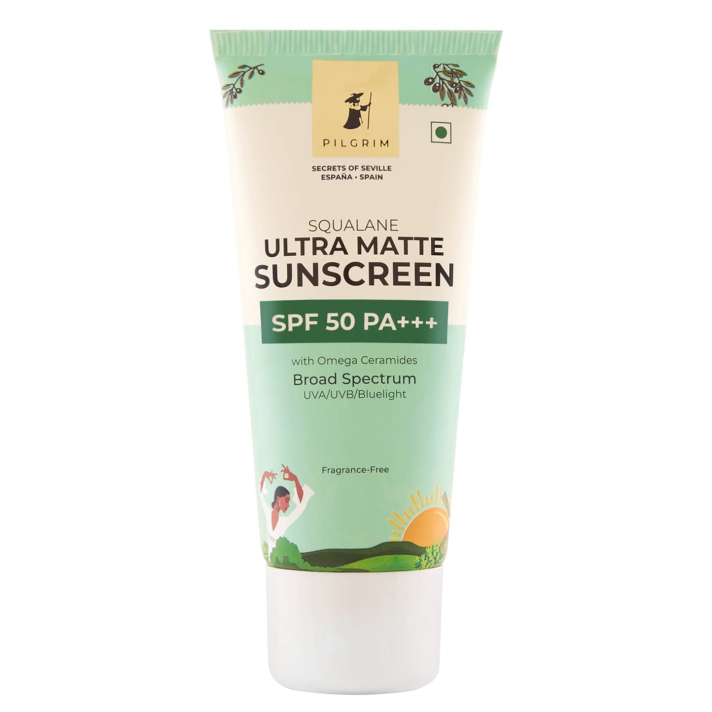 Pilgrim Squalane ULTRA MATTE SUNSCREEN SPF 50 PA+++ for women & men with Omega Ceramides & Vitamin E | Broad spectrum, Non-greasy, No white cast | All skin types | 50 gm sunscreen from Pilgrim