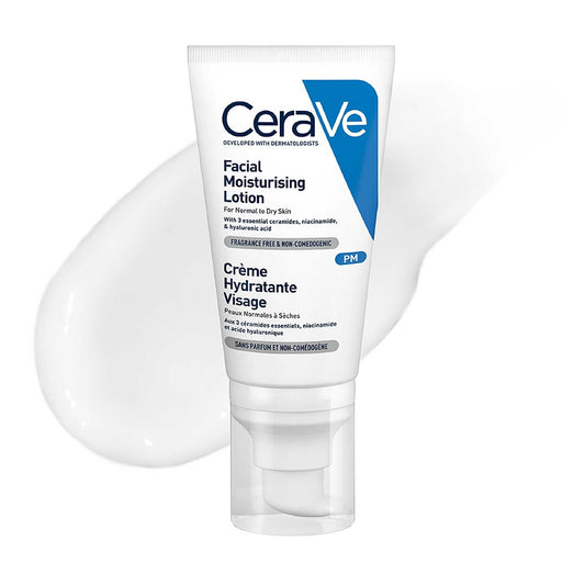 CeraVe PM Facial Moisturizing Lotion For Normal To Dry Skin (52ml) - Formulated With 3 Essential Ceramides, Niacinamide And Hyaluronic Acid | Ultra Lightweight Night Cream Moisturizer from cerave