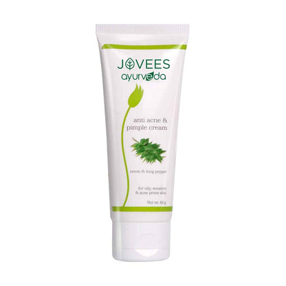 Jovees Ayurveda Neem & Long Pepper Anti Acne and Pimple Cream, 60 gms | Oily, Sensitive & Acne Prone Skin | Paraben & Alcohol Free | Helps Clear Acne & Prevents Future Breakout  from JOVEES