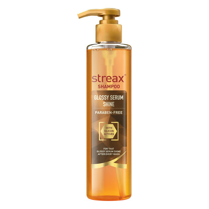 Streax Glossy Serum Shine Shampoo for Frizzy and Dry Hair | Paraben-Free Hair Shampoo with Silicon Actives | Controls Frizz, for Smooth & Shiny Hair, 240 ml  from Streax