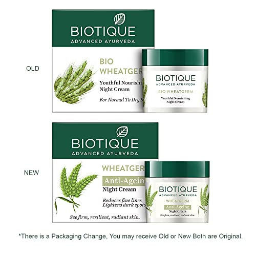 Biotique Wheat Germ Anti- Ageing Night Cream | Reduces Fine Lines | Lightens dark Spots | 100% Botanical Extracts | Suitable for All Skin Types | 50g night cream from Biotique