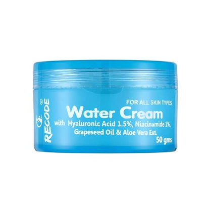 Recode Water Cream With Hyaluronic Acid 1.5% Grape Seed Oil & Aloe Vera Ext., Mineral Oil & Paraben Free, For All Skin Types, 50 Gm Face Cream from Recode