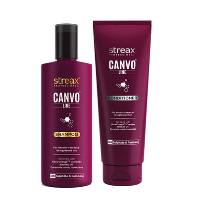 Streax Professional Canvoline Straightening Post Care Shampoo for Women | Enriched with Kera-Charge™ Complex | Anti Frizz & Hair Breakage | Soft & Tangle Free Hair | Sulphate & Paraben free | 300ml  from Streax Professional