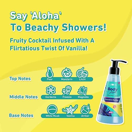 Plum BodyLovin' Hawaiian Rumba Shower Gel | SLS-Free Body Wash For Women & Men | Long Lasting Beachy Fragrance | Aloe-Infused Nourishing Body Cleanser For Soft & Smooth Skin (240 ml)  from Plum