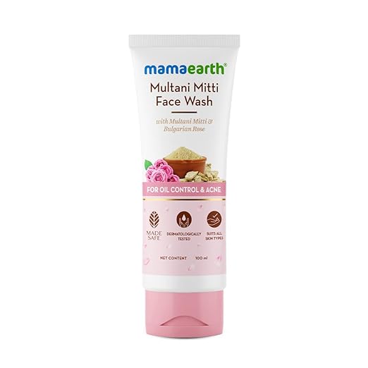 Mamaearth Multani Mitti Face Wash with Multani Mitti & Bulgarian Rose For Oil Control & Acne - 100 ml | Suits All Skin Types | Hydrating & Gentle | Paraben-Free | No Silicones | Sulphate-Free face Wash from mamaearth