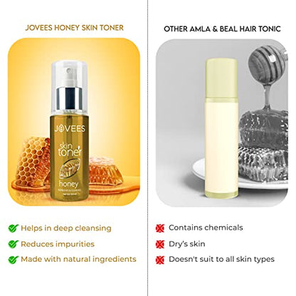 JOVEES Herbal Honey Toner | Cleanses & Moisturises | Pore Tightening | Toner For Dry Or Combination Skin | Paraben & Alcohol Free | 200 Ml, Pack of 1  from JOVEES