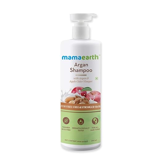 Mamaearth Argan & Apple Cider Vinegar Shampoo For Dry & Frizzy Hair, with Argan & Apple Cider Vinegar for Frizz-Free & Stronger Hair 250 ml Shampoo from mamaearth