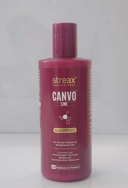 Streax Professional Canvoline Straightening Post Care Shampoo for Women | Enriched with Kera-Charge™ Complex | Anti Frizz & Hair Breakage | Soft & Tangle Free Hair | Sulphate & Paraben free | 300ml  from Streax Professional