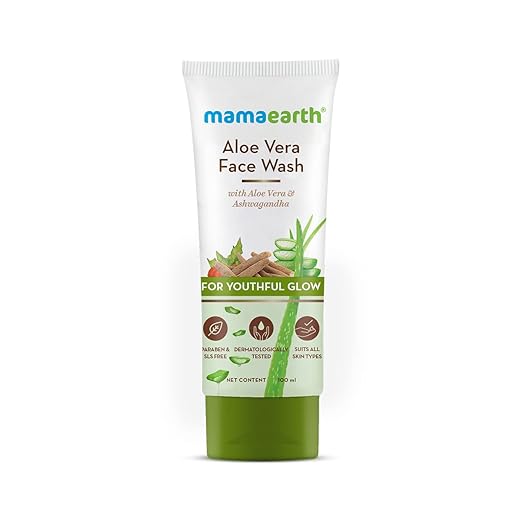 Mamaearth Aloe Vera Face Wash with Aloe Vera & Ashwagandha for a Youthful Glow - 100 ml face Wash from mamaearth