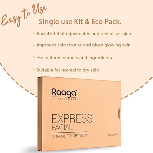 Raaga Professional Express Facial Kit (1+1) | Normal to Dry Skin| One time Facial Kit with 6 Sachets, 35gm facial Kits from HAVIN