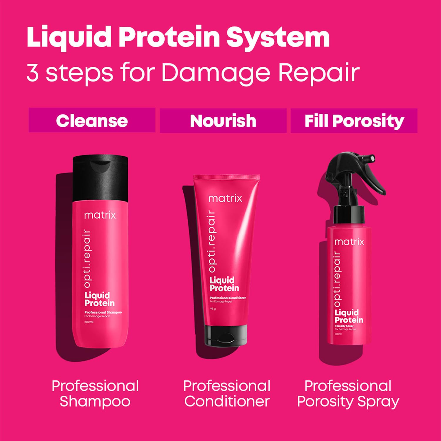 Matrix Opti.Repair Professional Liquid Protein Shampoo | Repairs Damage from 1st Use | for Less Split Ends, Breakage, Knotting | Paraben-free, 350ml  from Matrix