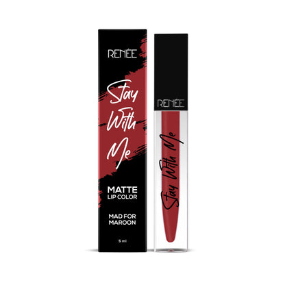 RENEE Stay With Me Matte Lip Color, Long Lasting, Non Transfer, Water & Smudge Proof, Light Weight Liquid Lipstick, Mad for Maroon, 5ml  from RENEE